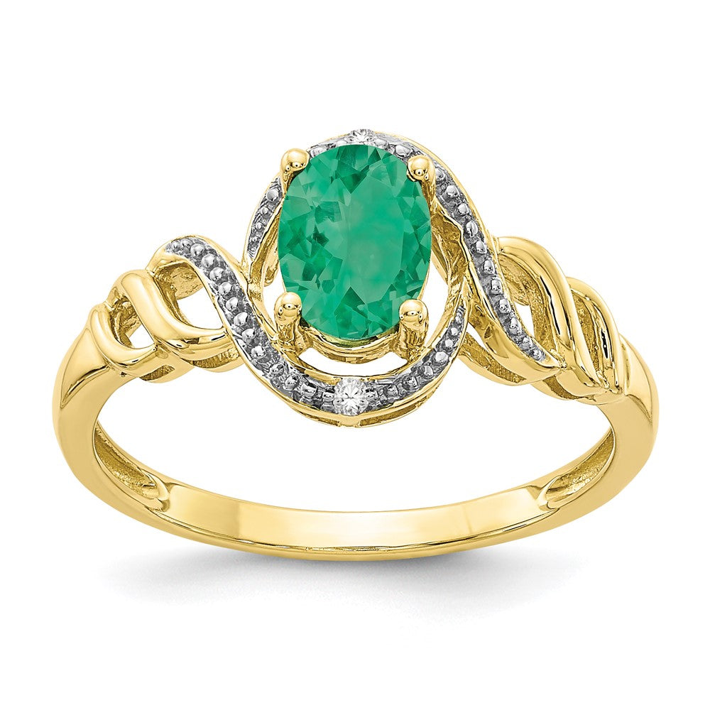 10K Emerald and Diamond Ring