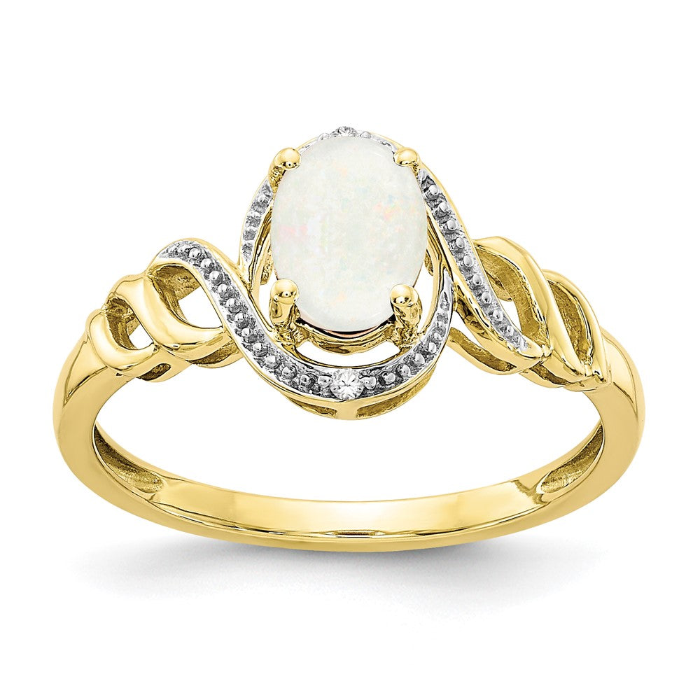 10K Opal and Diamond Ring