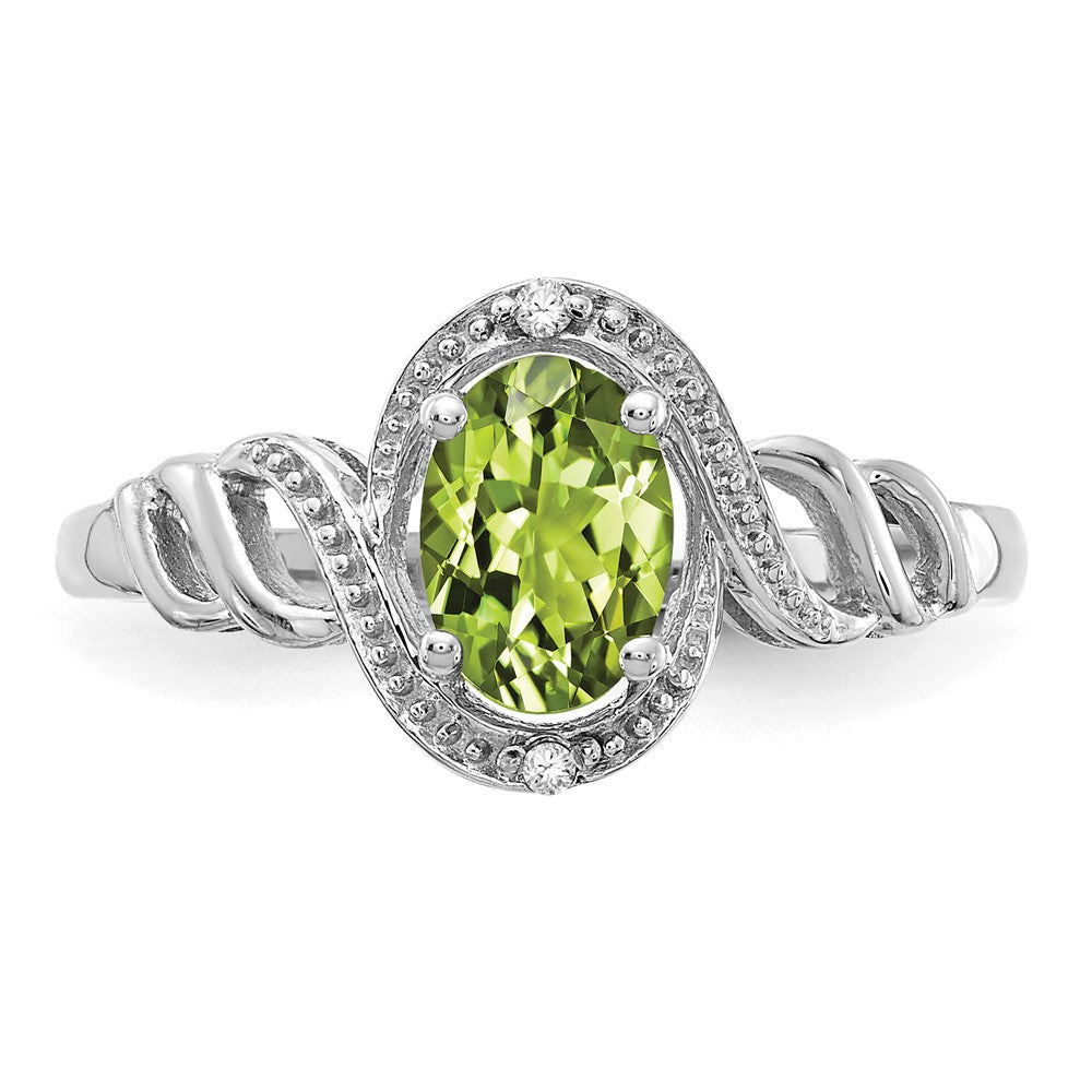 10k White Gold Peridot and Diamond Ring