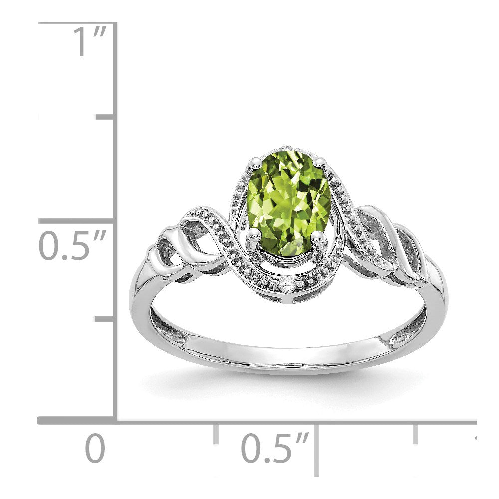 10k White Gold Peridot and Diamond Ring