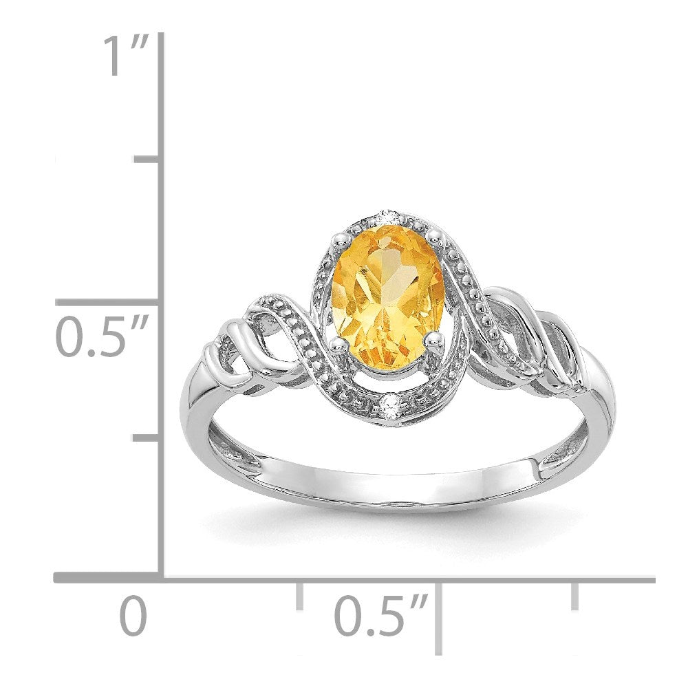 10k White Gold Citrine and Diamond Ring