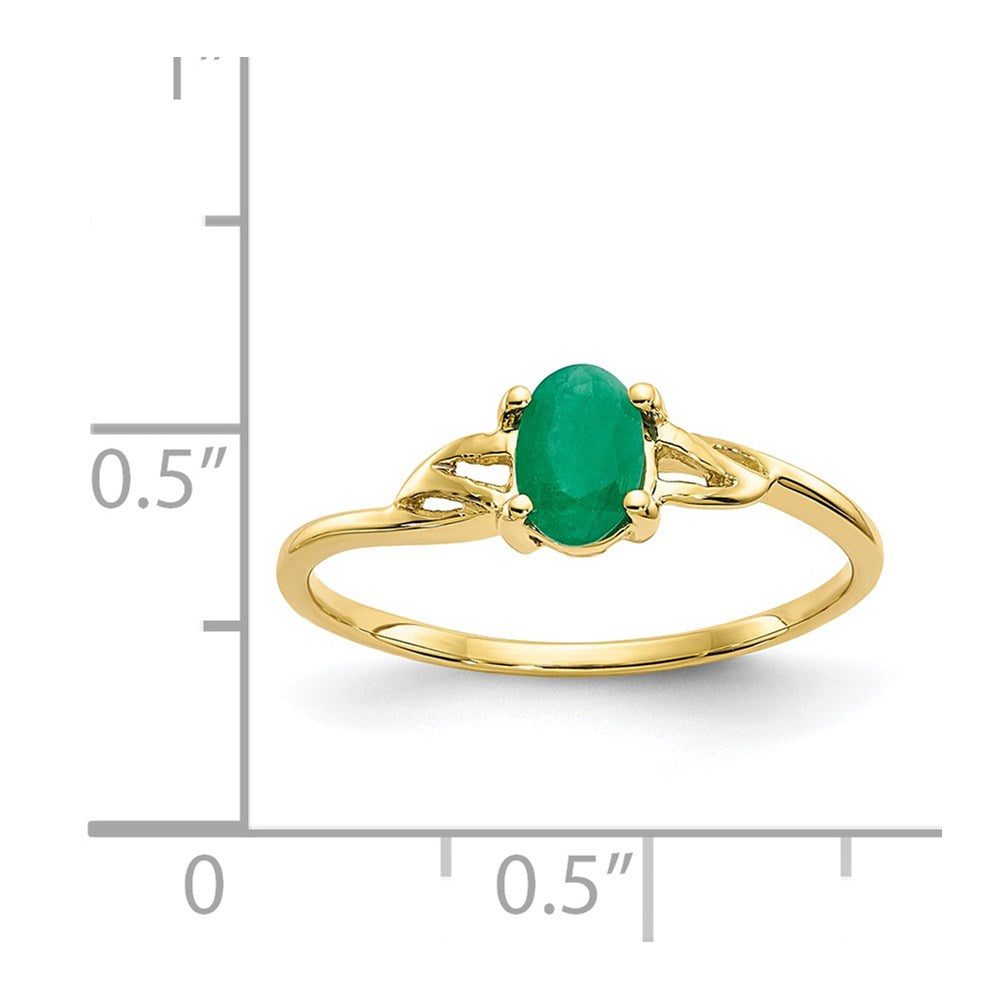 10k Polished Genuine Emerald Birthstone Ring