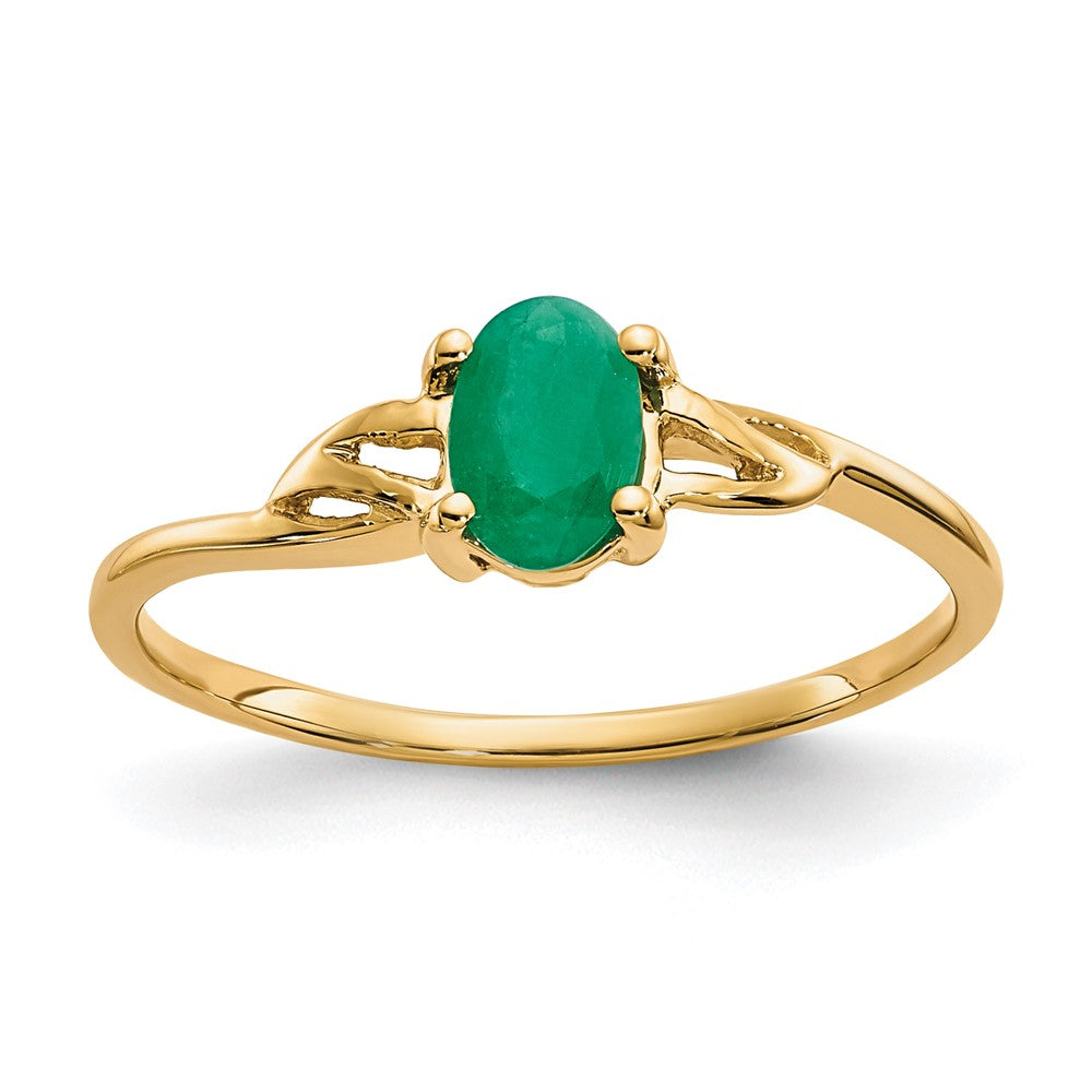 10k Polished Genuine Emerald Birthstone Ring