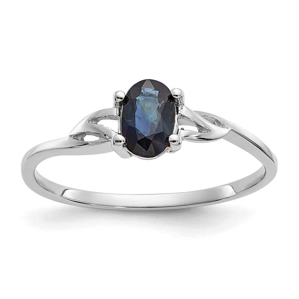 10k White Gold Polished Genuine Sapphire Birthstone Ring