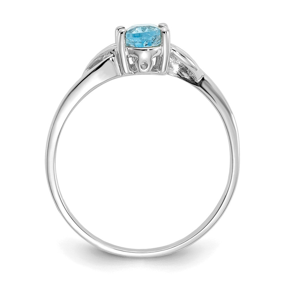 10k White Gold Polished Genuine Blue Topaz Birthstone Ring