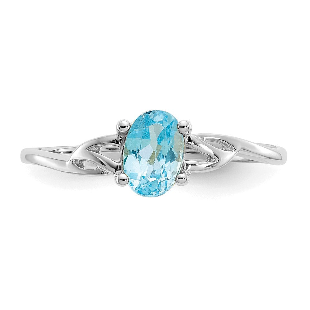 10k White Gold Polished Genuine Blue Topaz Birthstone Ring