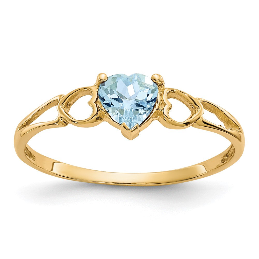 10k Polished Genuine Aquamarine Birthstone Ring