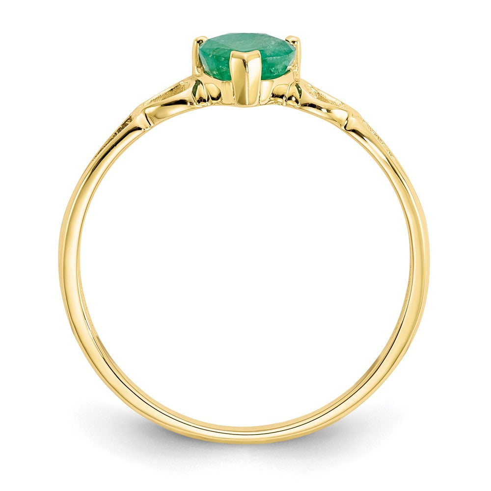 10k Polished Genuine Emerald Birthstone Ring