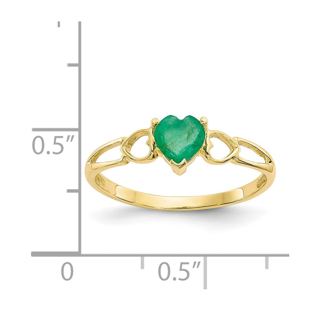 10k Polished Genuine Emerald Birthstone Ring