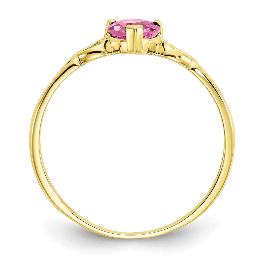 10k Polished Genuine Pink Tourmaline Birthstone Ring