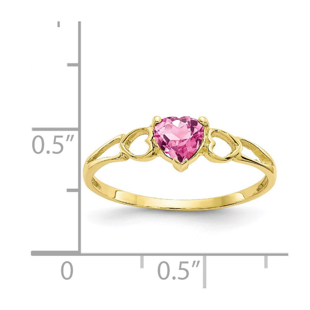 10k Polished Genuine Pink Tourmaline Birthstone Ring