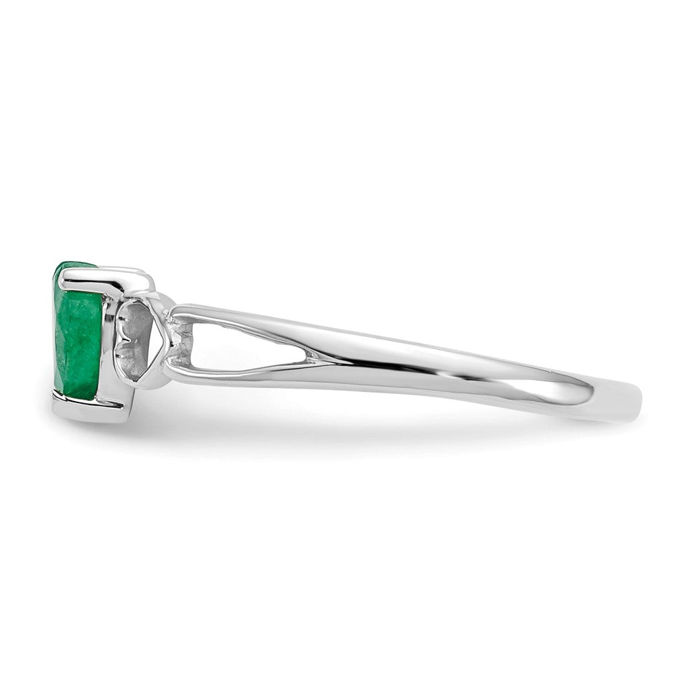 10k White Gold Polished Genuine Emerald Birthstone Ring