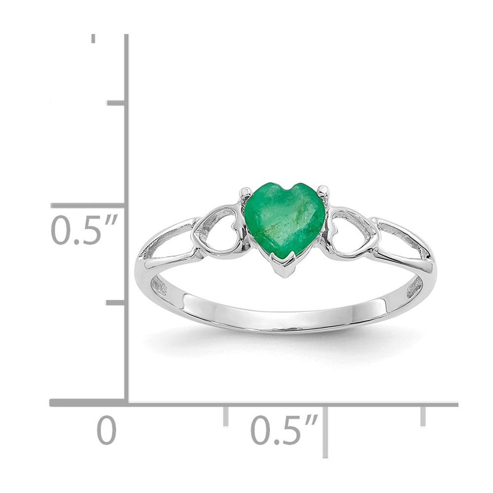 10k White Gold Polished Genuine Emerald Birthstone Ring