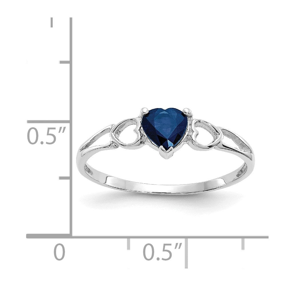 10k White Gold Polished Genuine Sapphire Birthstone Ring