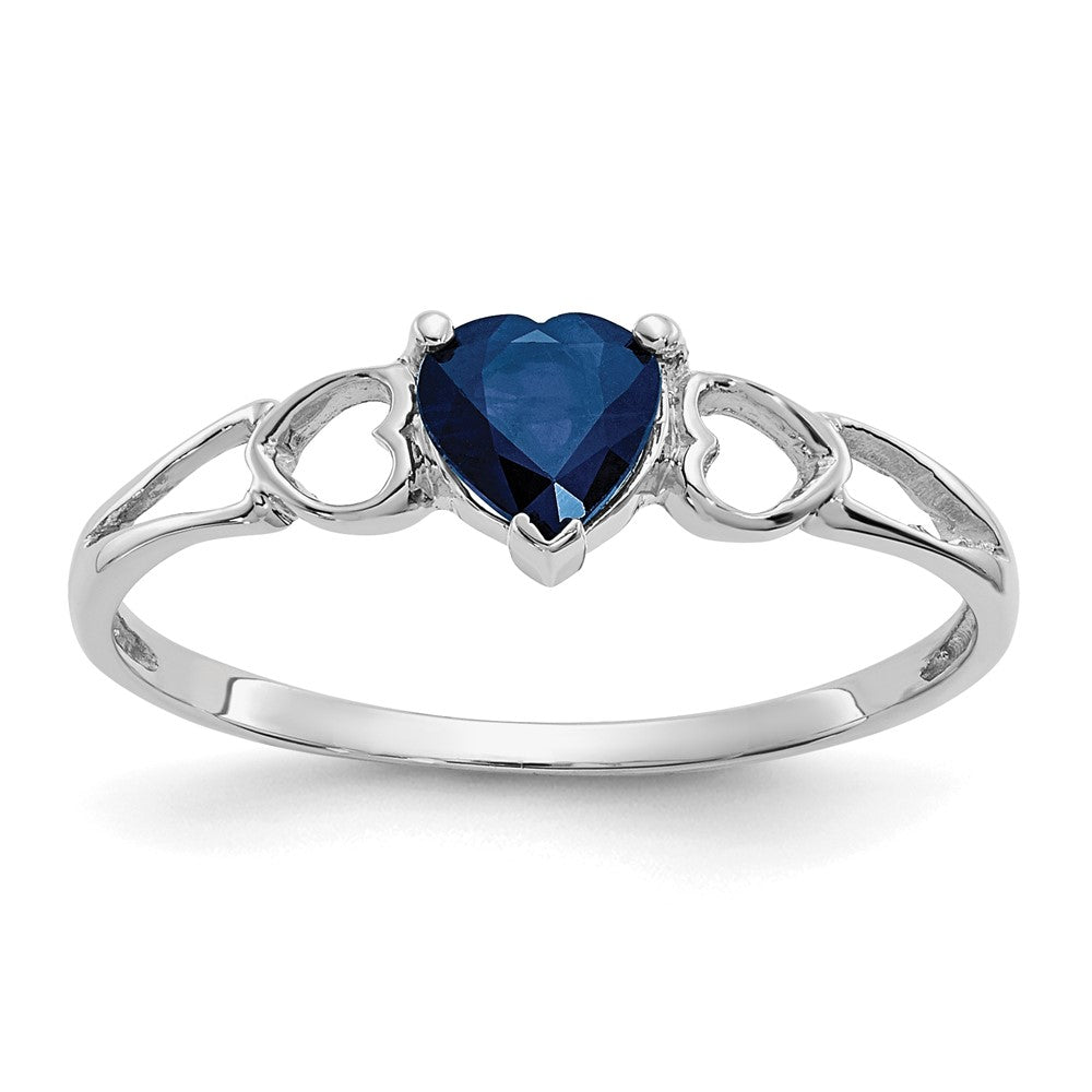 10k White Gold Polished Genuine Sapphire Birthstone Ring