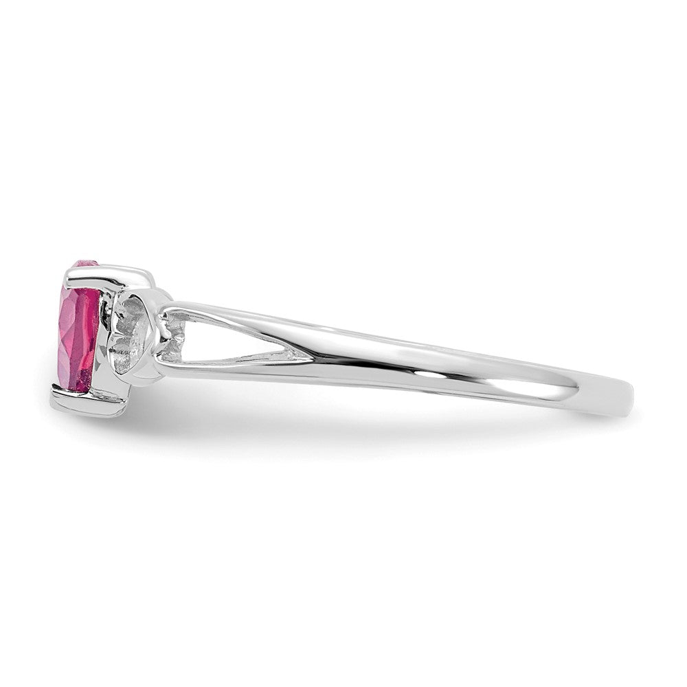 10k White Gold Polished Genuine Pink Tourmaline Birthstone Ring