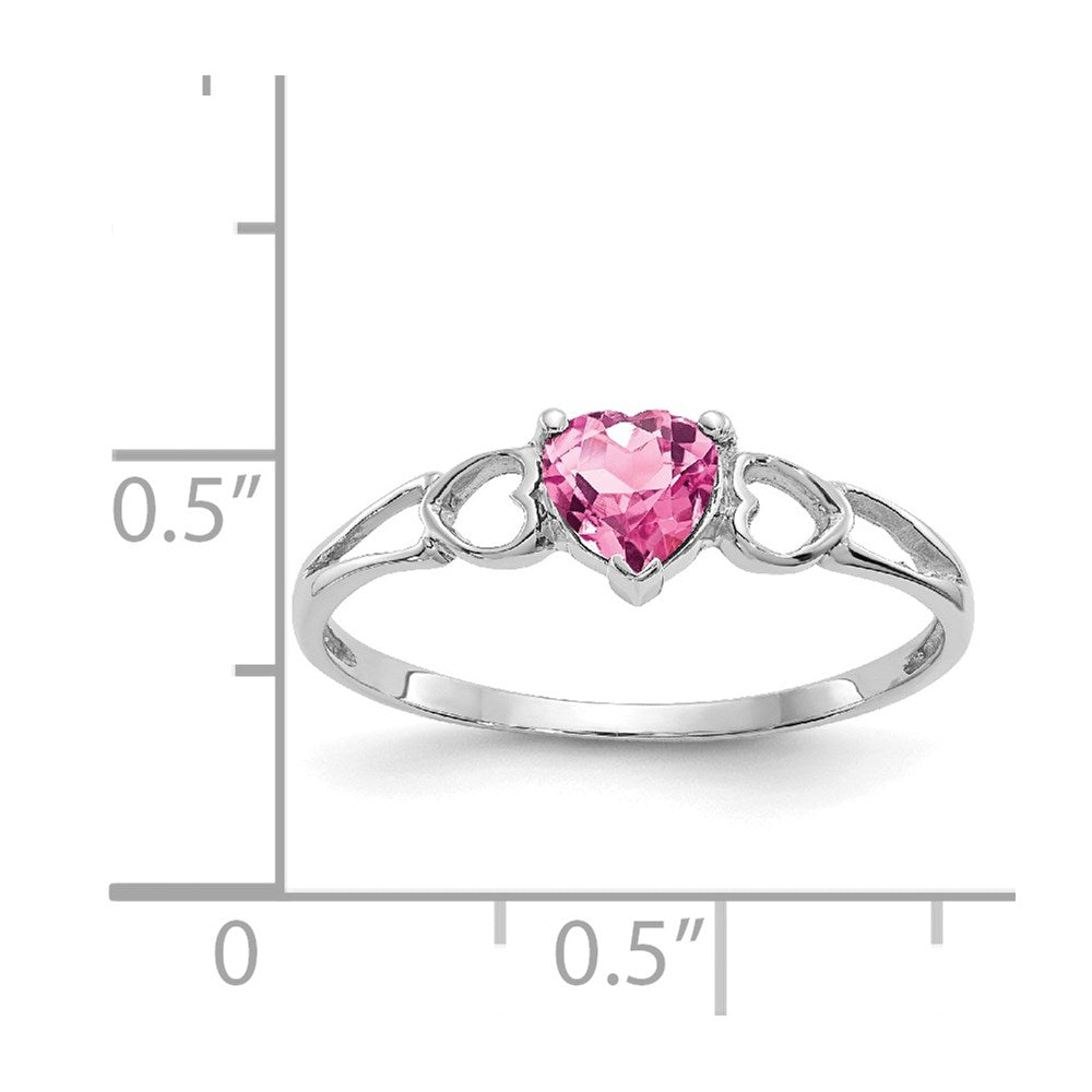 10k White Gold Polished Genuine Pink Tourmaline Birthstone Ring