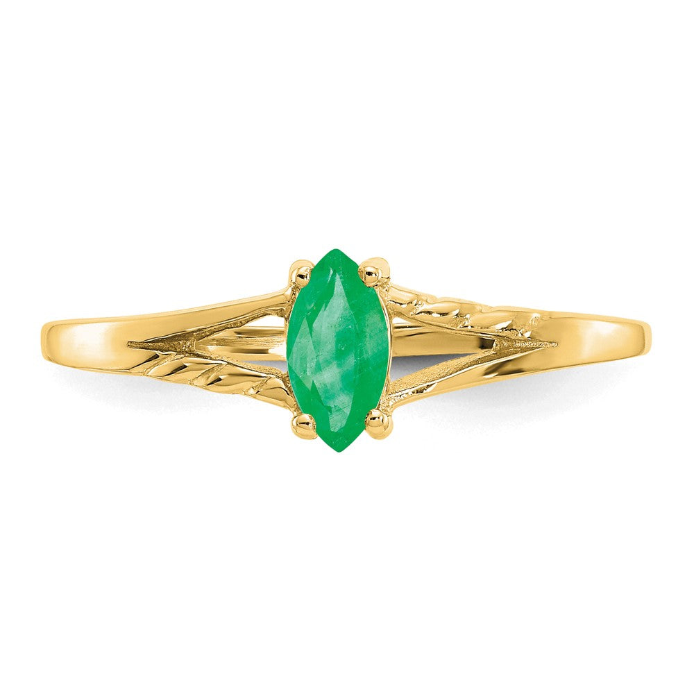 10k Polished Genuine Emerald Birthstone Ring