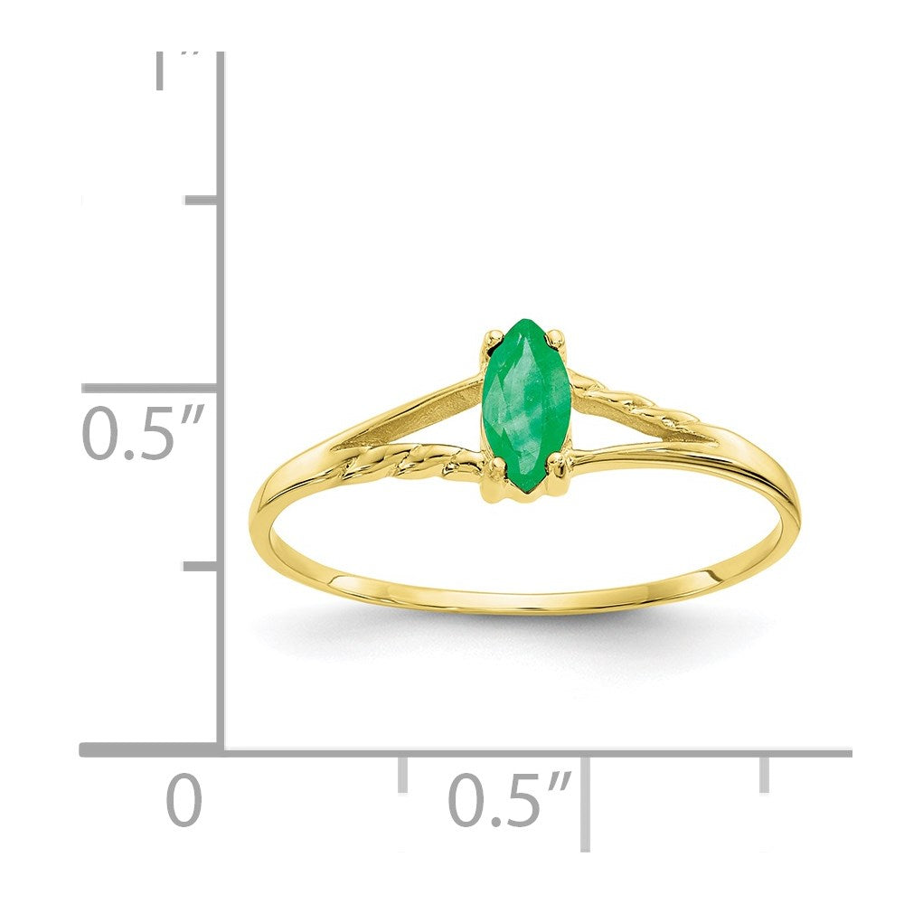 10k Polished Genuine Emerald Birthstone Ring