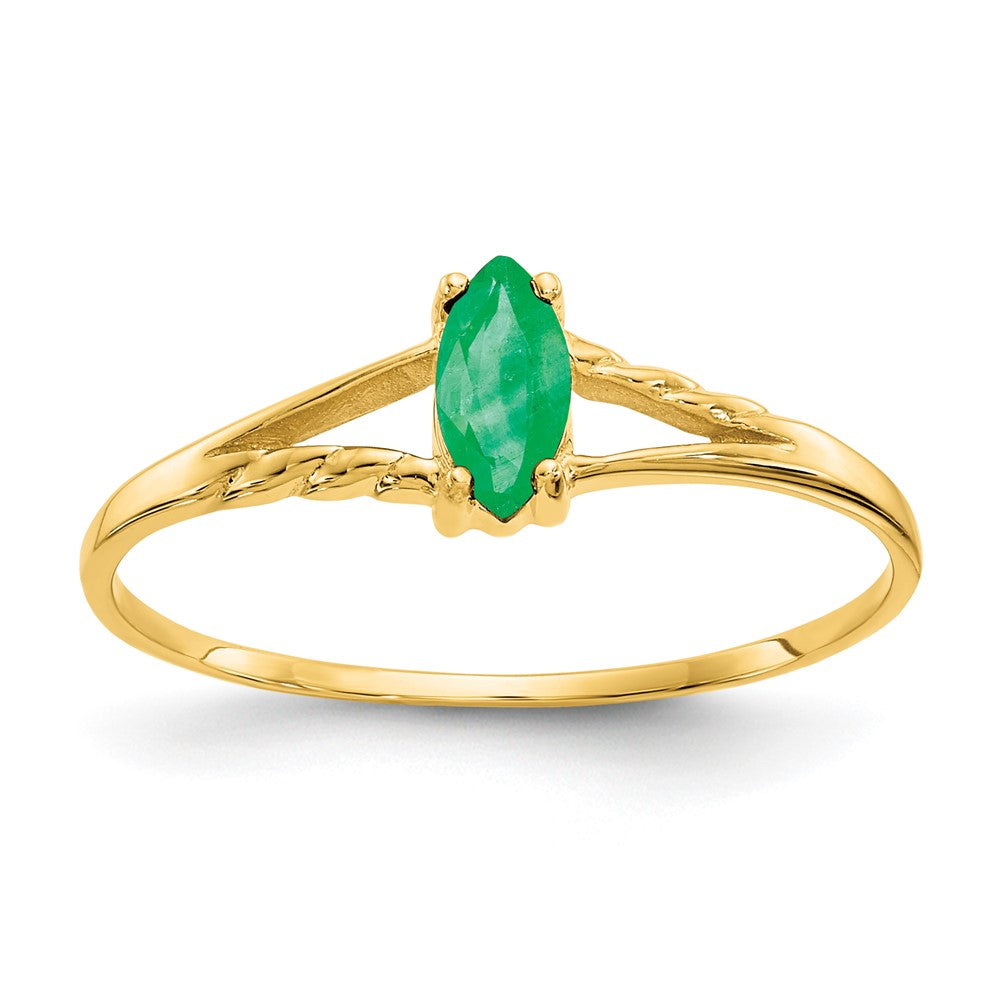 10k Polished Genuine Emerald Birthstone Ring