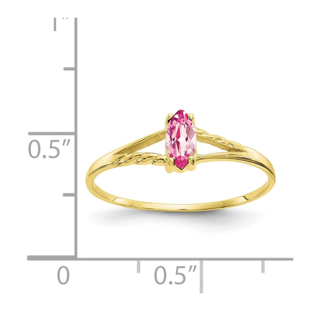 10k Polished Genuine Pink Tourmaline Birthstone Ring