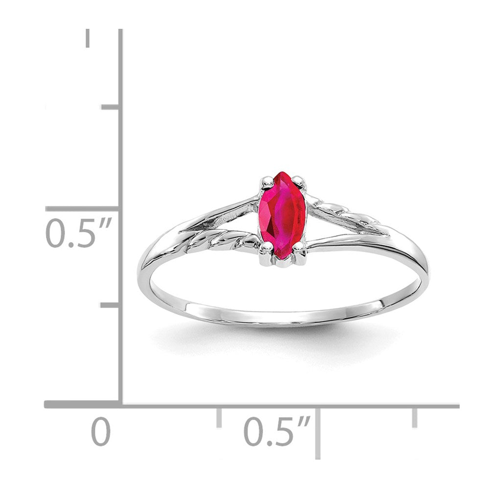 10k White Gold Polished Genuine Ruby Birthstone Ring