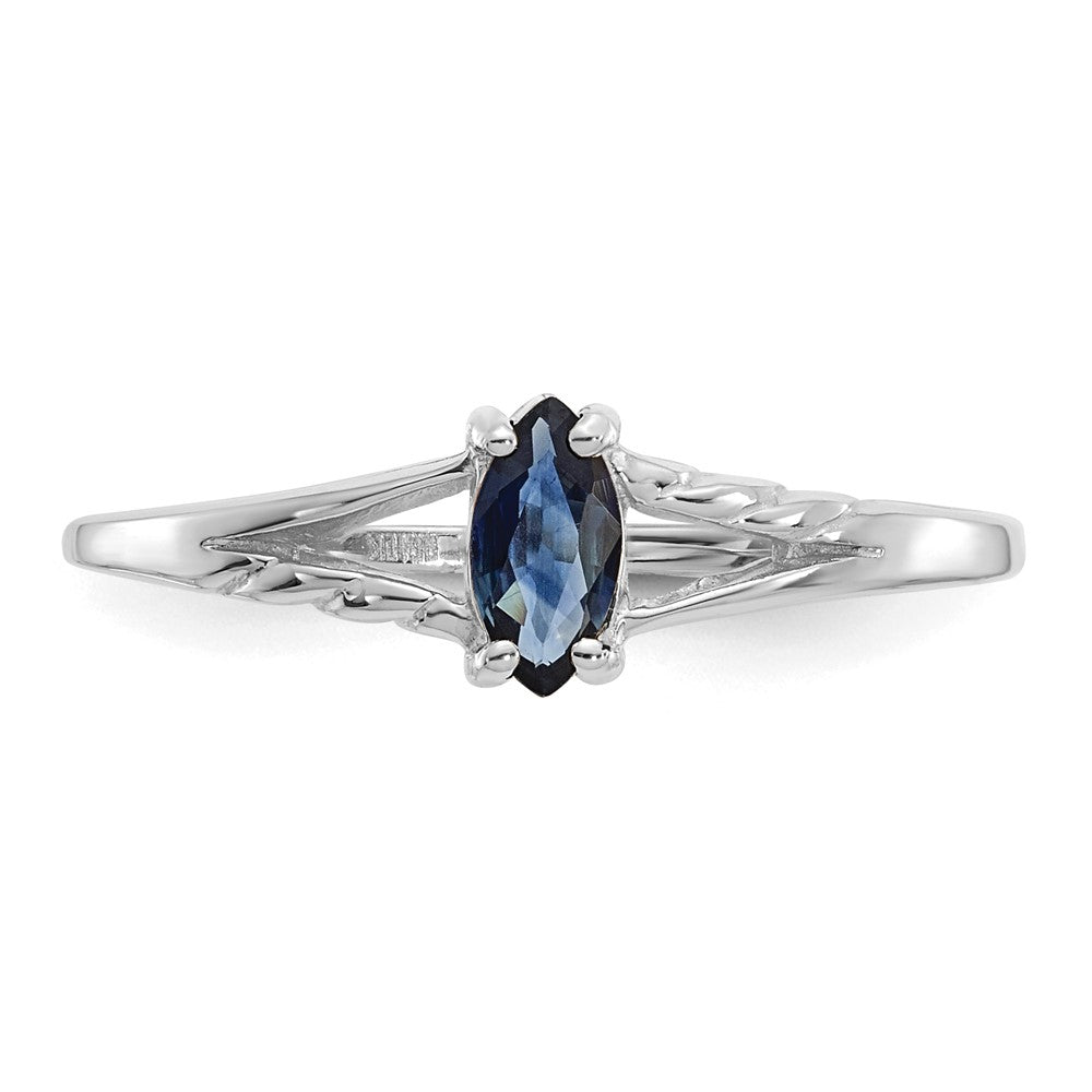 10k White Gold Polished Genuine Sapphire Birthstone Ring