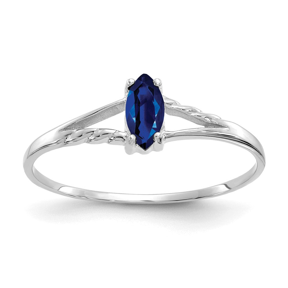 10k White Gold Polished Genuine Sapphire Birthstone Ring