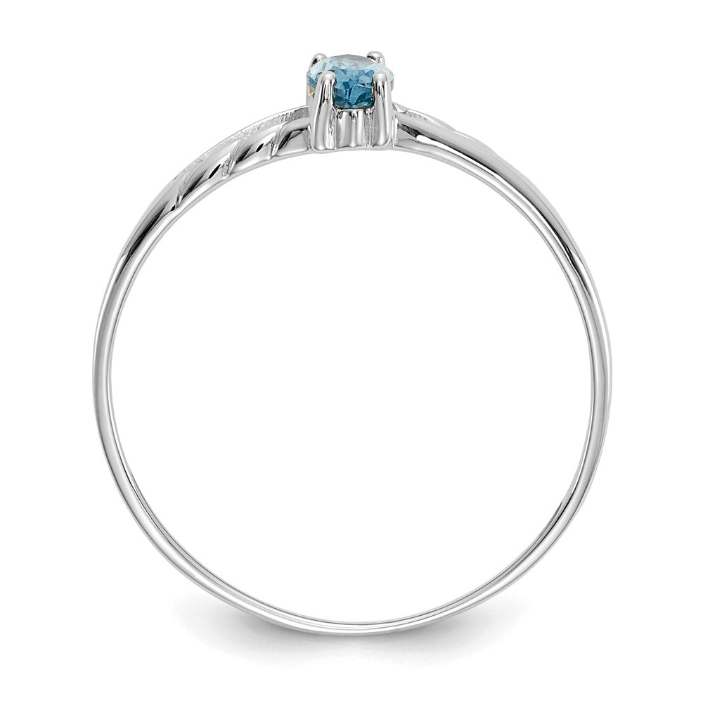 10k White Gold Polished Genuine Blue Topaz Birthstone Ring