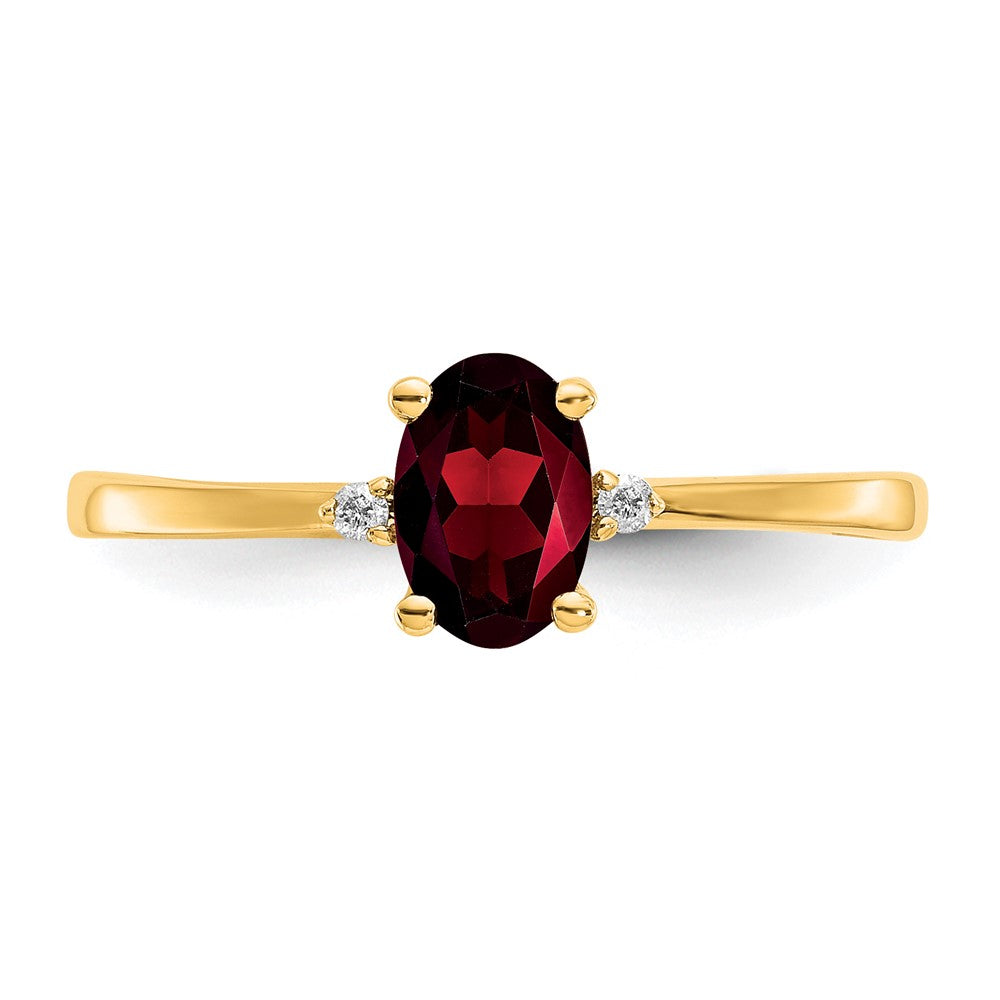 10k Polished Genuine Diamond & Garnet Birthstone Ring