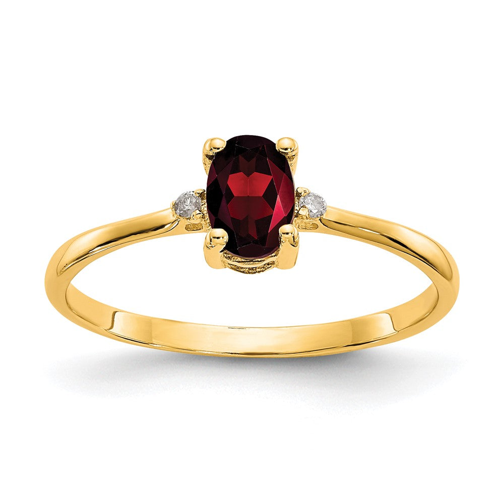 10k Polished Genuine Diamond & Garnet Birthstone Ring