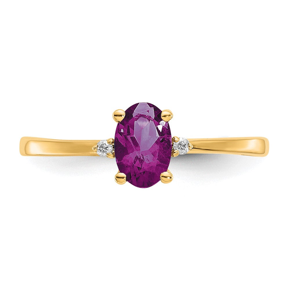 10k Polished Genuine Diamond & Rhodolite Garnet Birthstone Ring