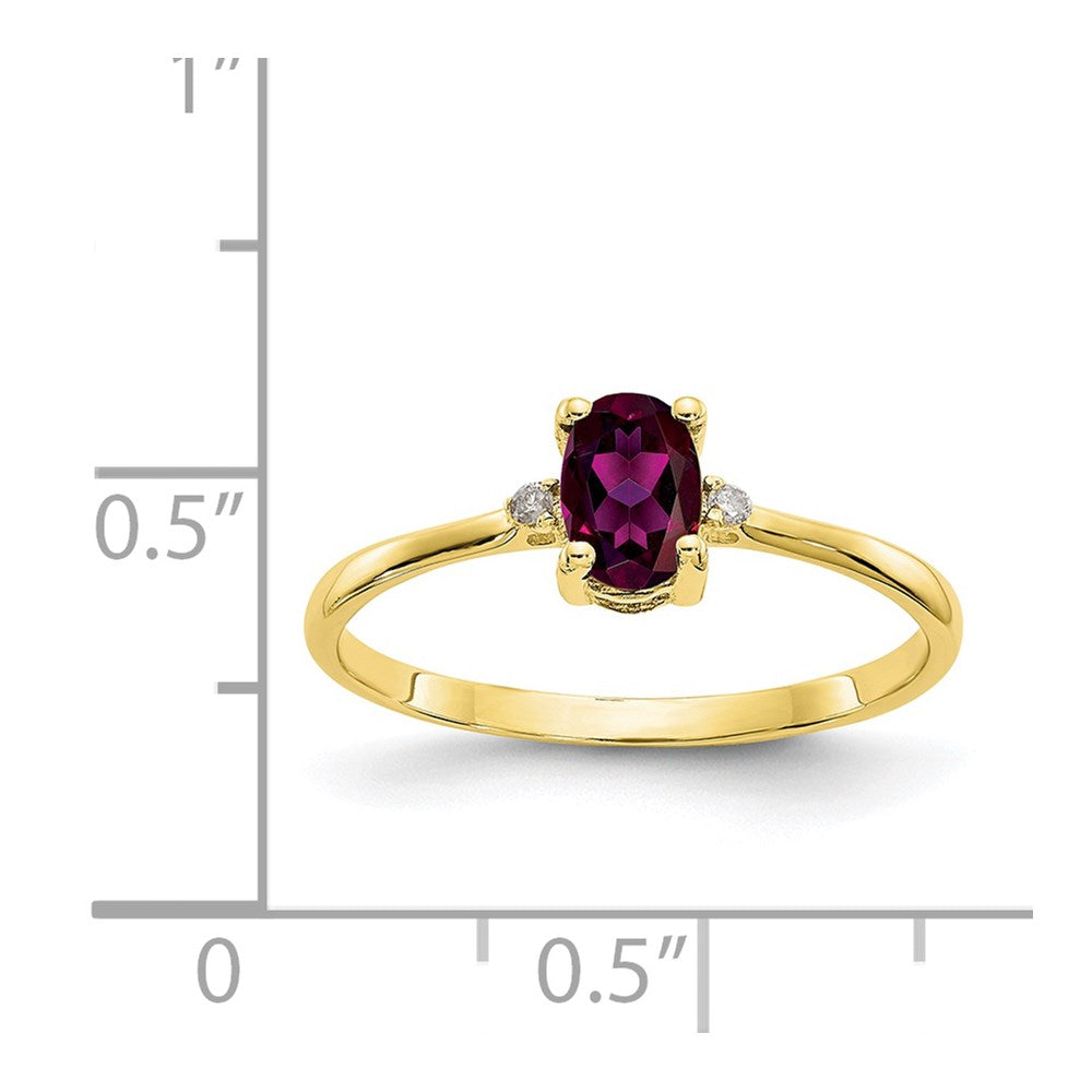 10k Polished Genuine Diamond & Rhodolite Garnet Birthstone Ring