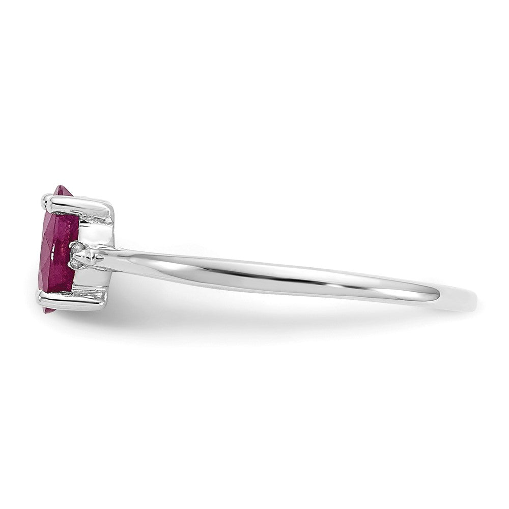 10k White Gold Polished Genuine Diamond & Ruby Birthstone Ring