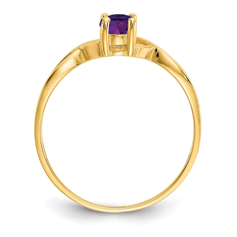 10k Polished Genuine Amethyst Birthstone Ring