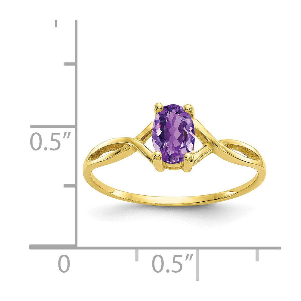 10k Polished Genuine Amethyst Birthstone Ring