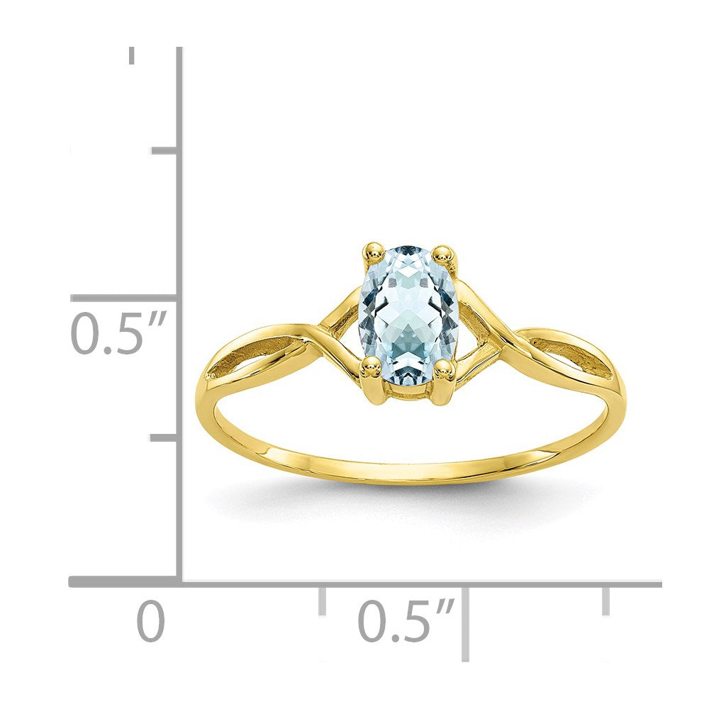 10k Polished Genuine Aquamarine Birthstone Ring