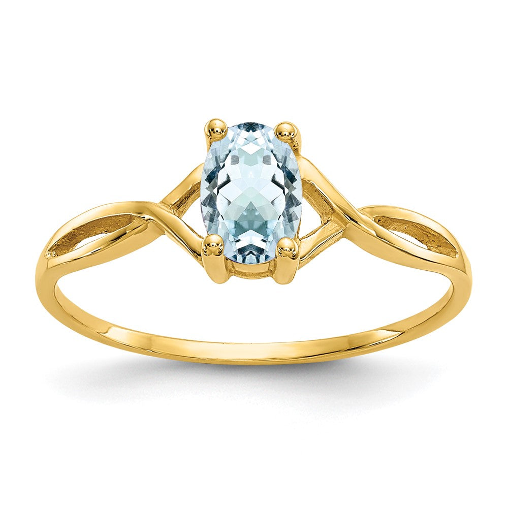 10k Polished Genuine Aquamarine Birthstone Ring