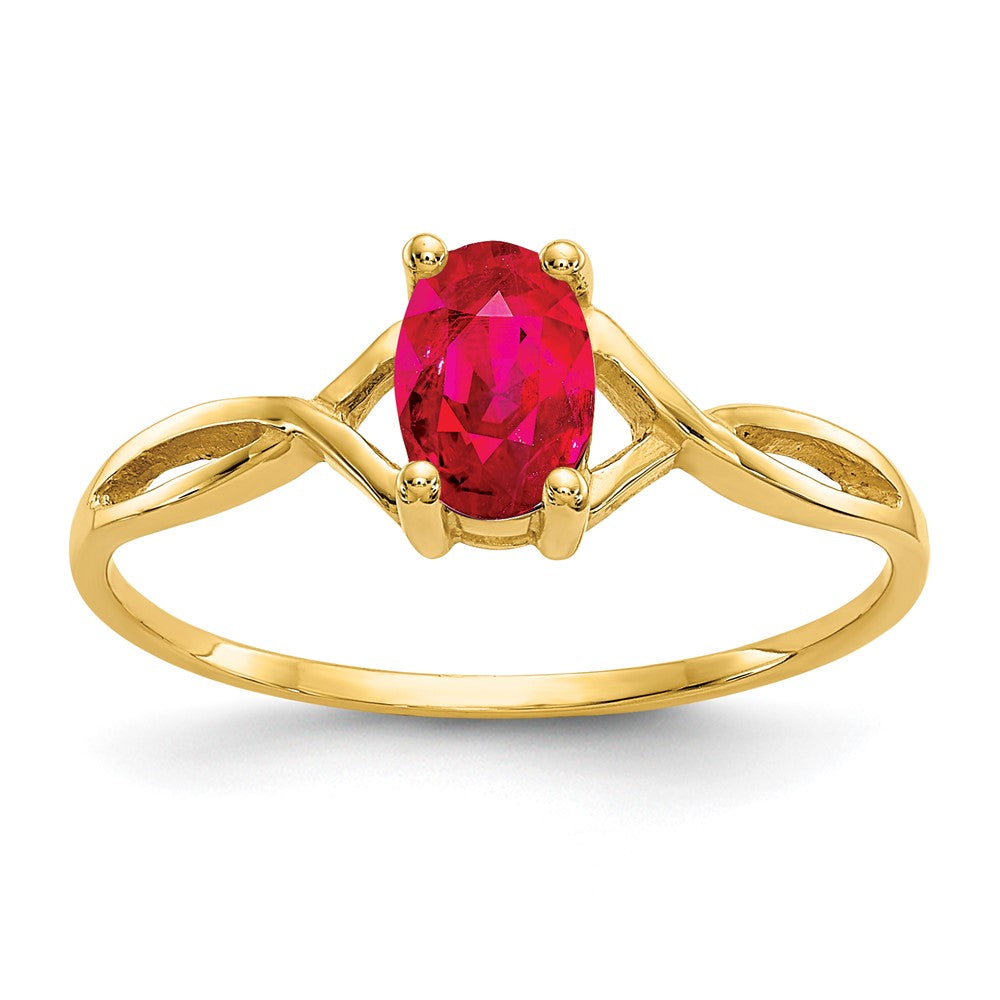 10k Polished Genuine Ruby Birthstone Ring