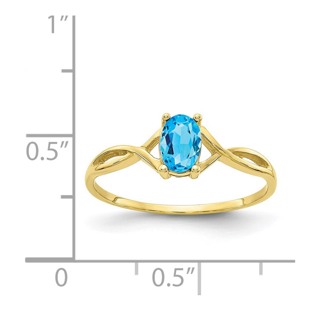 10k Polished Genuine Blue Topaz Birthstone Ring