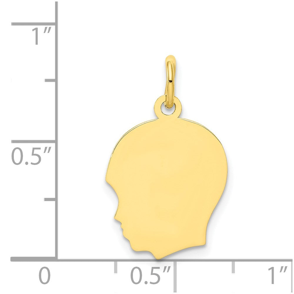 10K Plain Medium .018 Gauge Facing Left Engravable Boy Head Charm