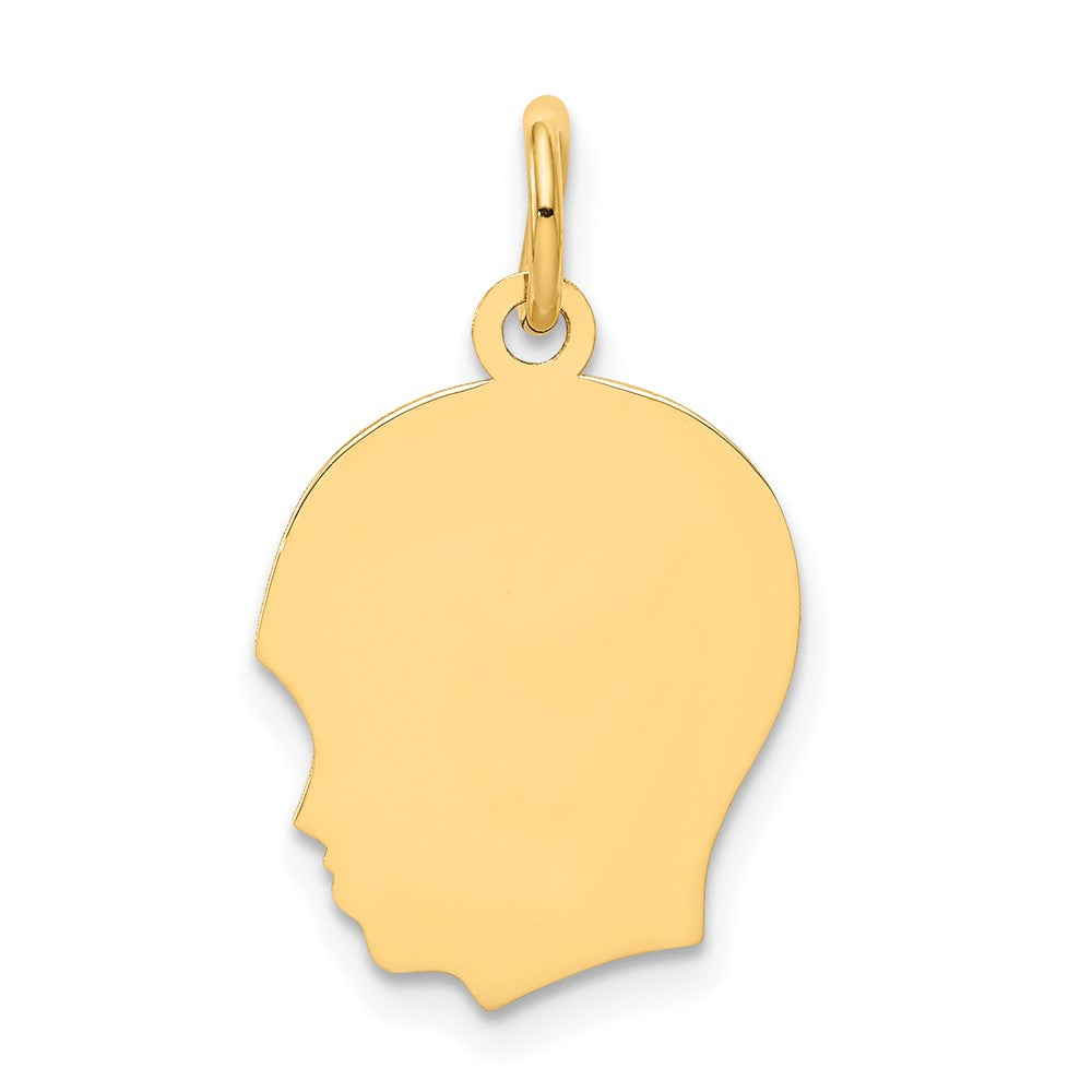 10K Plain Medium .018 Gauge Facing Left Engravable Boy Head Charm