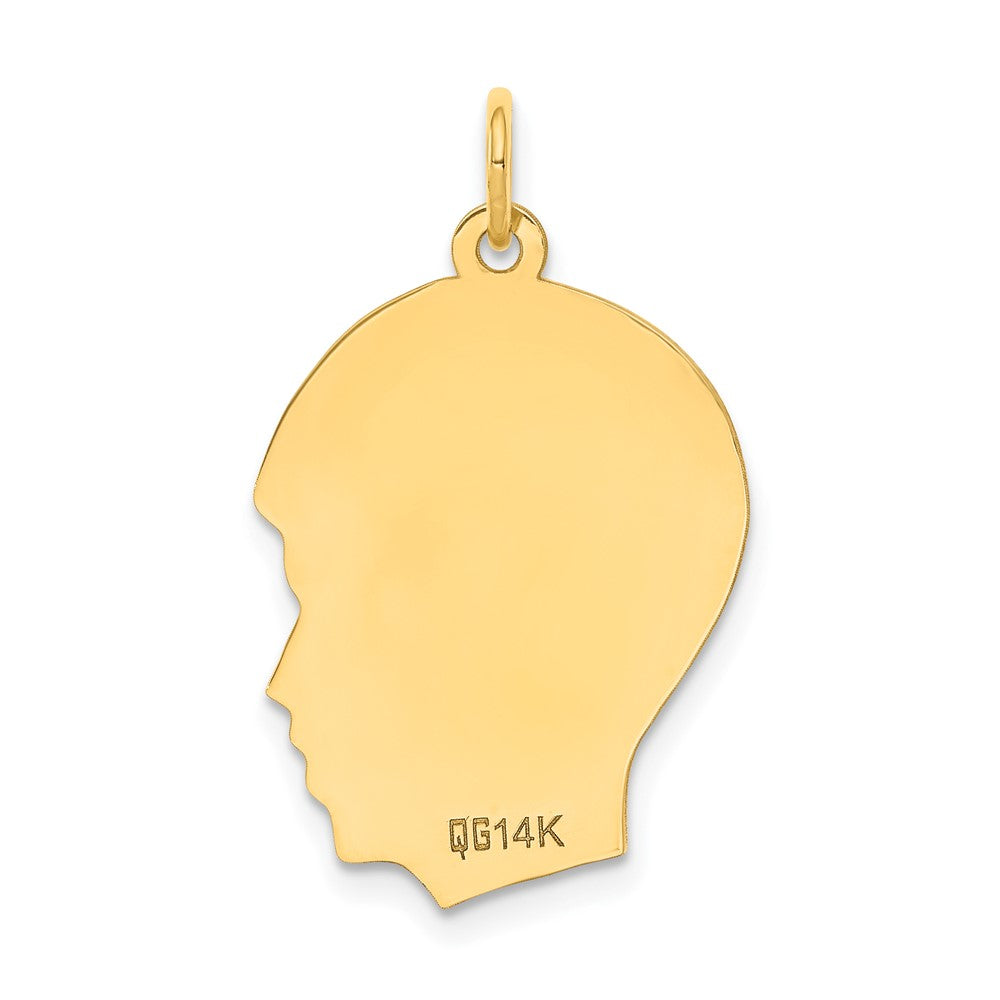 10K Plain Medium .018 Gauge Facing Right Engravable Boy Head Charm