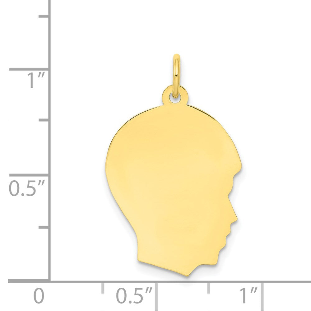 10K Plain Medium .018 Gauge Facing Right Engravable Boy Head Charm