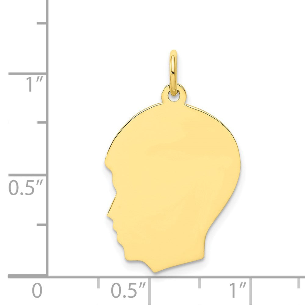 10K Plain Medium .018 Gauge Facing Left Engravable Boy Head Charm