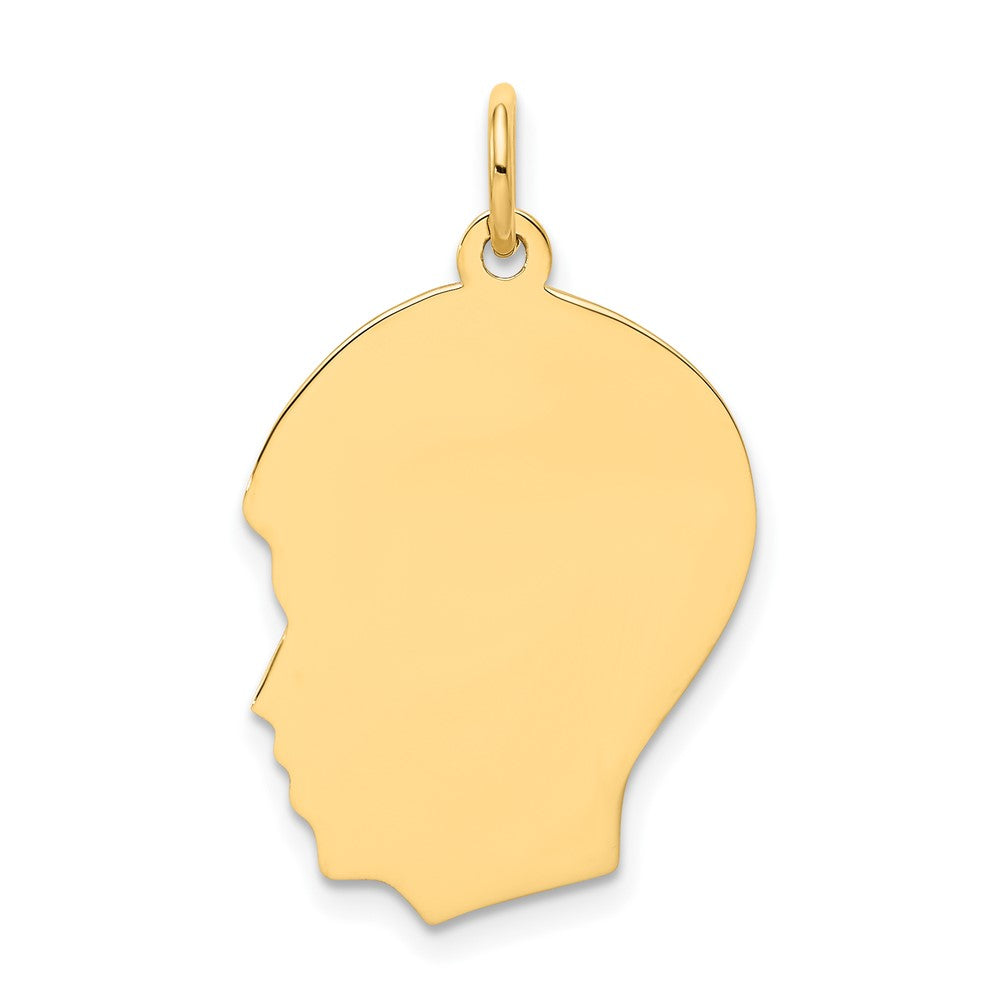 10K Plain Medium .018 Gauge Facing Left Engravable Boy Head Charm