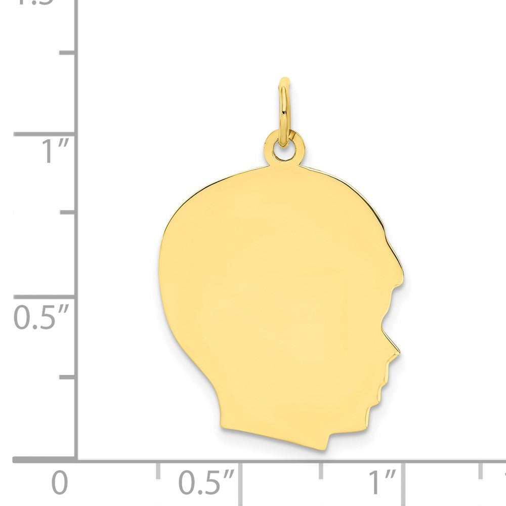 10K Plain Large .018 Gauge Facing Right Engravable Boy Head Charm