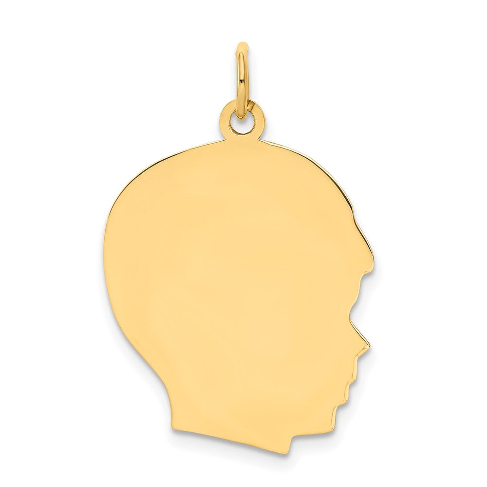 10K Plain Large .013 Gauge Facing Right Engravable Boy Head Charm