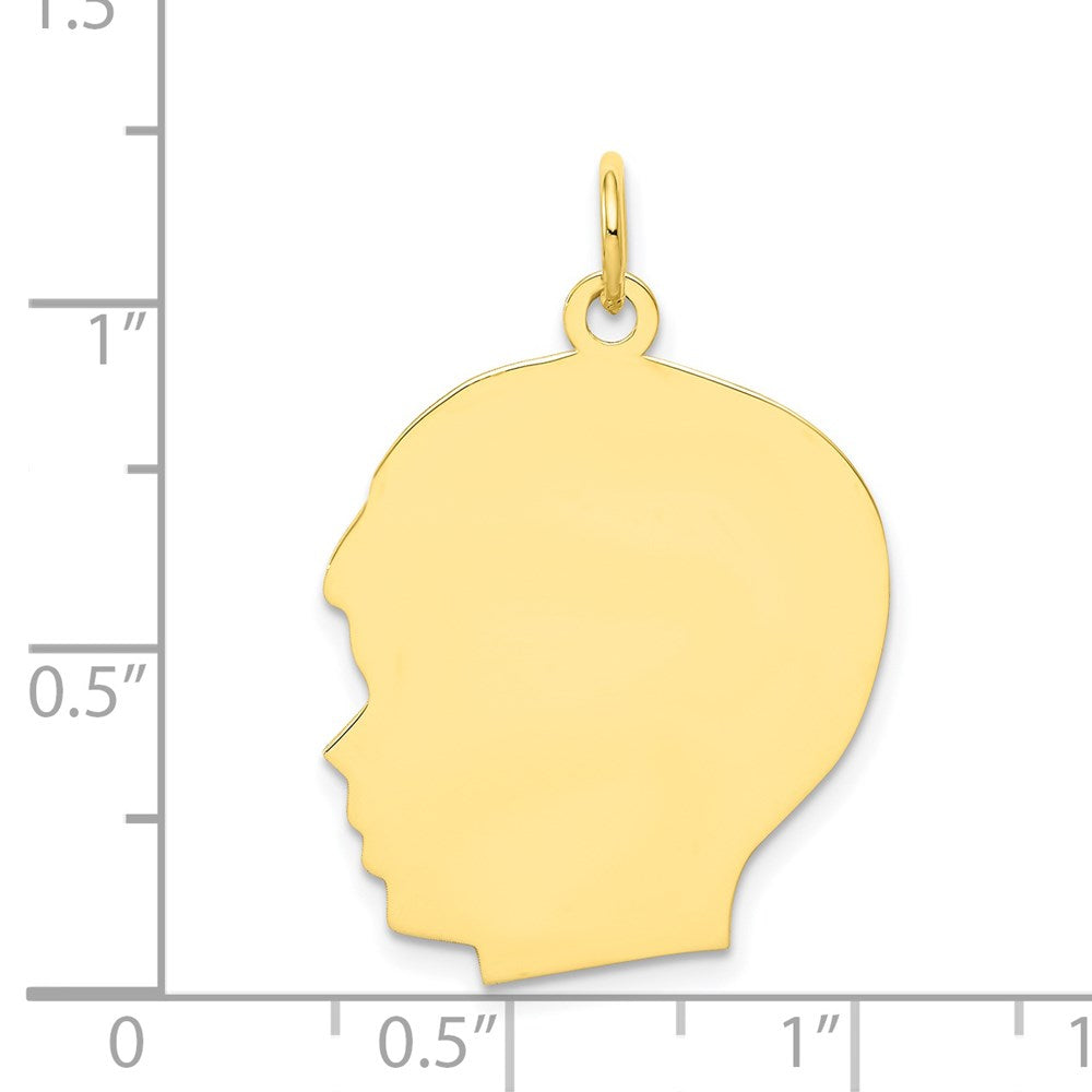 10K Plain Large .013 Gauge Facing Left Engravable Boy Head Charm