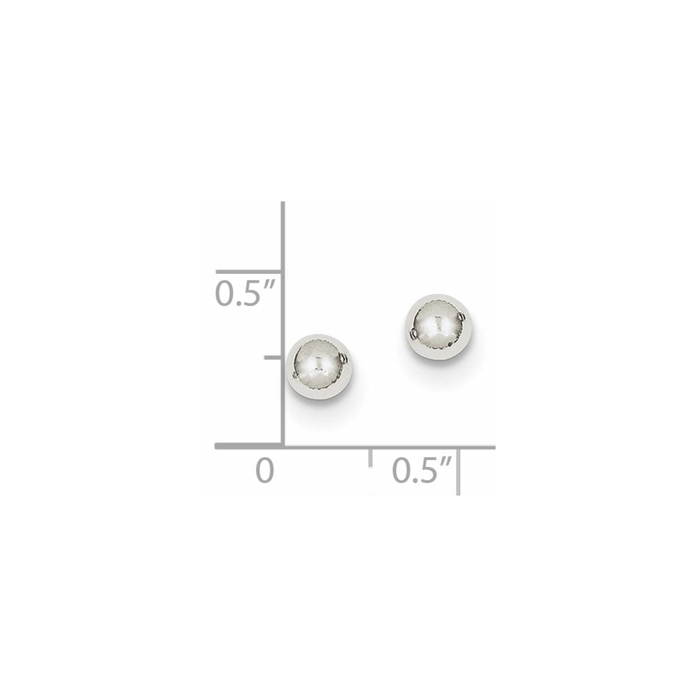 10k White Gold Polished 5mm Ball Post Earrings